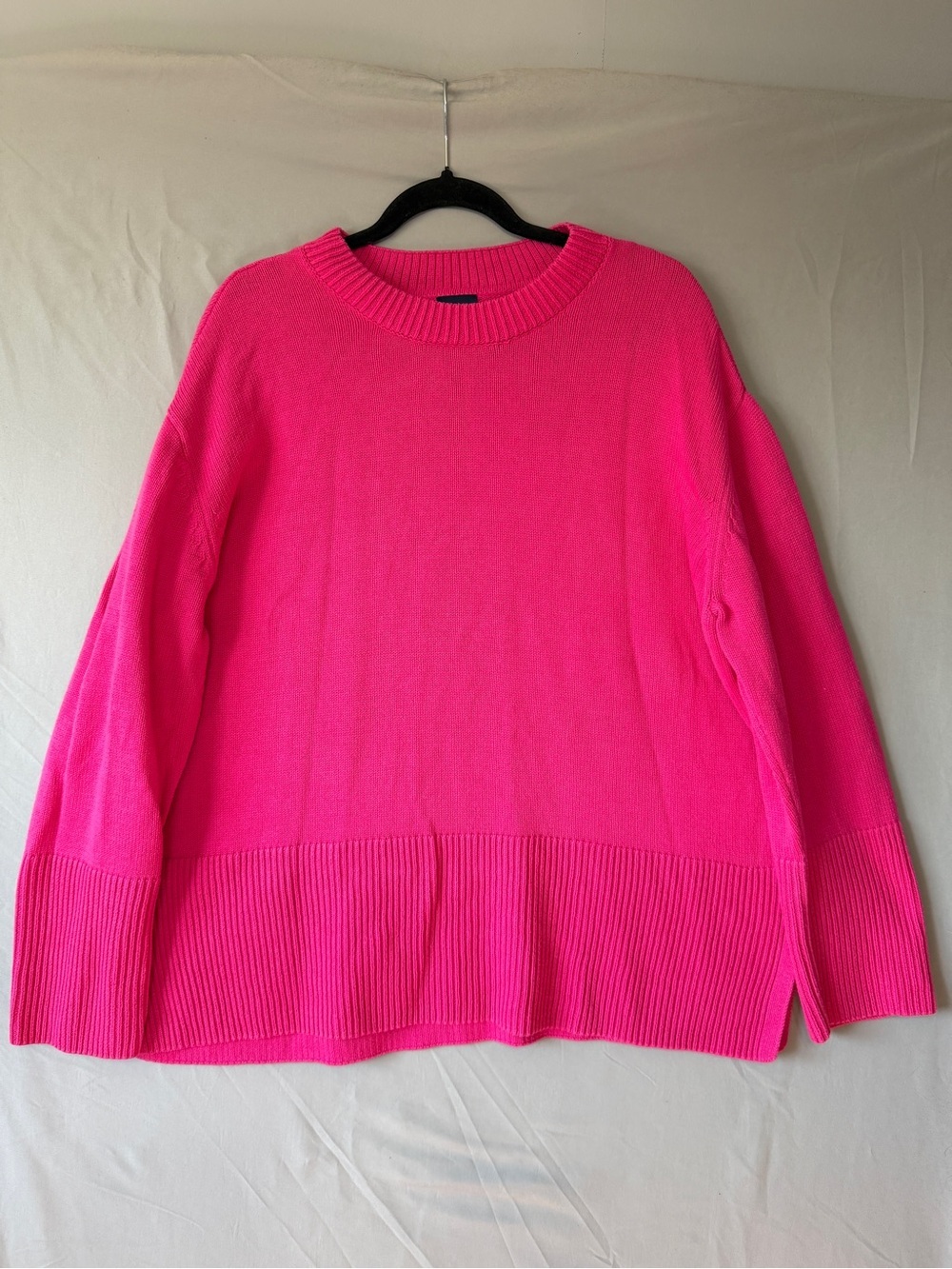 Gap Womens Relaxed Fit Cotton Crewneck XL Pink Wide Ribbed Cuffs/Hem Side Slits